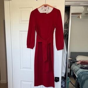 Boden Red Long Sleeve Dress